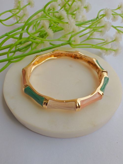 Bamboo Blush Enamel Bangle Bracelet