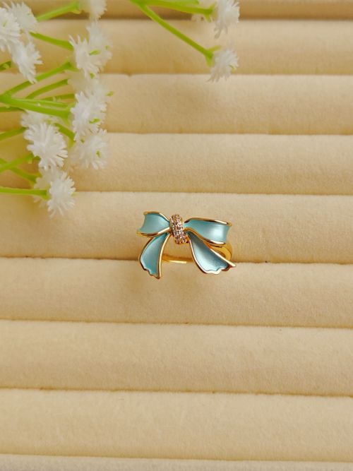 Enamel Bow Gold Ring
