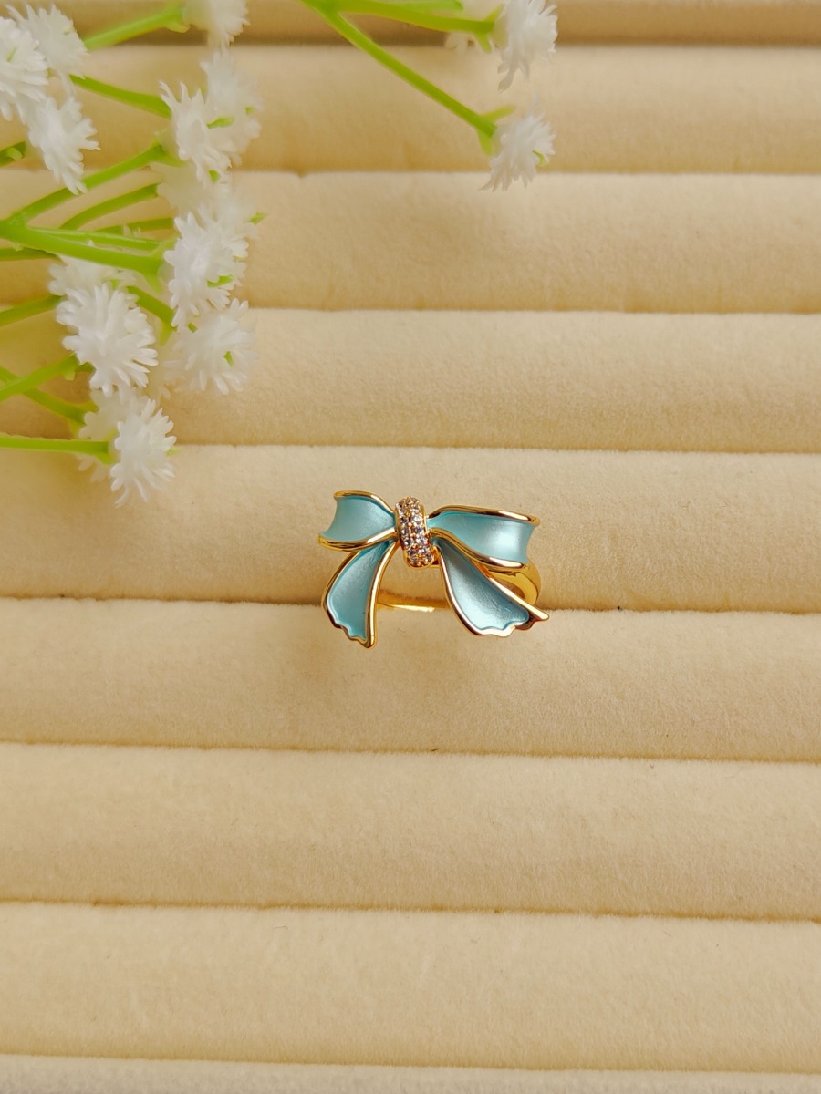 Enamel Bow Gold Ring